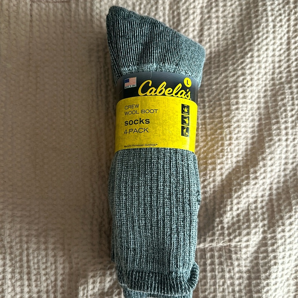 Cabelas Crew Wool Boot Socks Brand New 4 Pack